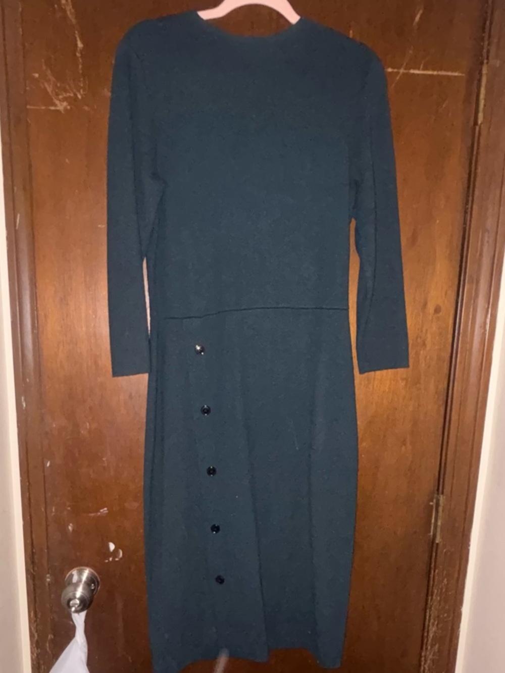 Ann Taylor Long Sleeve Crewneck Midi Dress in Teal